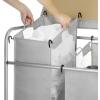 Whitmor 3 Section Rolling Laundry Sorter with Folding Station – Ironing Board, Chrome / Gray(3 Section lroning Board，Grey)