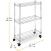 Whitmor 3 Tier Shelving Unit, Metal Storage Shelves, Adjustable Heavy Duty Shelf with Wheels , 400 lbs Capacity per Shelf, 1200 lbs Total for Home, Garage, Workshop, 23″L x 13″W x 30″H, Chrome(3-TIER  23″L x 9″W x 32″H (With Wheels))