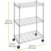 Whitmor 3 Tier Shelving Unit, Metal Storage Shelves, Adjustable Heavy Duty Shelf with Wheels , 400 lbs Capacity per Shelf, 1200 lbs Total for Home, Garage, Workshop, 23″L x 13″W x 30″H, Chrome(3-TIER  23″ L x 13″ W x 33″ H)