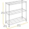 Whitmor 3 Tier Shelving Unit, Metal Storage Shelves, Adjustable Heavy Duty Shelf with Wheels , 400 lbs Capacity per Shelf, 1200 lbs Total for Home, Garage, Workshop, 23″L x 13″W x 30″H, Chrome(3-TIER  36″L x 14″W x 36″H)
