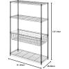 Whitmor 3 Tier Shelving Unit, Metal Storage Shelves, Adjustable Heavy Duty Shelf with Wheels , 400 lbs Capacity per Shelf, 1200 lbs Total for Home, Garage, Workshop, 23″L x 13″W x 30″H, Chrome(4-TIER  36″L x 14″W x 54″H (With Basket))