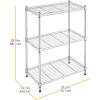 Whitmor 3 Tier Shelving Unit, Metal Storage Shelves, Adjustable Heavy Duty Shelf with Wheels , 400 lbs Capacity per Shelf, 1200 lbs Total for Home, Garage, Workshop, 23″L x 13″W x 30″H, Chrome(3-TIER  23″L x 13″W x 30″H)