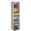 Whitmor 5 Section Closet Organizer – Hanging Shelves with Sturdy Metal Frame(Light Grey)