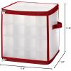 Whitmor Christmas Ornament Organizer 64 Compartment Zipper Cube, Frosted with Red Trim