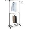 Whitmor Foldable Garment Rack – Rolling Clothes Rack – Adjustable Height – Silver(36 x 20 x 73 inch Black)