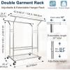 Whitmor Foldable Garment Rack – Rolling Clothes Rack – Adjustable Height – Silver(44 x 20 x 71 inch  Double Rod)
