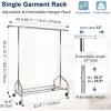 Whitmor Foldable Garment Rack – Rolling Clothes Rack – Adjustable Height – Silver(44 x 20 x 71 inch  Single Rod)