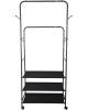 Whitmor Foldable Garment Rack – Rolling Clothes Rack – Adjustable Height – Silver(Black – 30 x 16 x 69 inch)