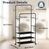 Whitmor Foldable Garment Rack – Rolling Clothes Rack – Adjustable Height – Silver(Black – 30 x 16 x 69 inch)