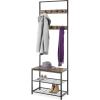 Whitmor Modern Industrial Entryway Coat Rack Hall Tree w/Shoe Storage, Rustic Brown