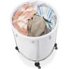 Whitmor Round Commercial Laundry Hamper with Removable Liner and Heavy Duty Wheels -Chrome (6894-3499-BB)(ROUND LAUNDRY HAMPER)