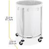 Whitmor Round Commercial Laundry Hamper with Removable Liner and Heavy Duty Wheels -Chrome (6894-3499-BB)(ROUND LAUNDRY HAMPER)