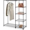 Whitmor Spacemaker 5 Tier Wardrobe Closet, Freestanding Storage System with Garment Rod, Space – Saving Organizer for Small Bedrooms, Apartments, Sturdy Steel Frame, Black/Gray