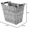 Whitmor Split Rattique Waste Basket with Wood Handles – Gray(Gray)