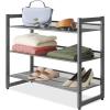 Whitmor Steel Mesh 3-Tier Shoe Rack, Gunmetal Gray(3-tier gunmetal Grey)