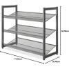 Whitmor Steel Mesh 3-Tier Shoe Rack, Gunmetal Gray(3-tier gunmetal Grey)