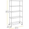 Whitmor Supreme 5 Tier Adjustable Shelving – 500 Pound Weight Capacity Per Shelf – Leveling Feet(Chrome)