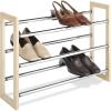 Whitmor 10 Tier Shoe Tower, 50 Pair, Chrome(Wood & Chrome)