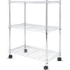 Whitmor 3 Tier Shelving Unit, Metal Storage Shelves, Adjustable Heavy Duty Shelf with Wheels , 400 lbs Capacity per Shelf, 1200 lbs Total for Home, Garage, Workshop, 23″L x 13″W x 30″H, Chrome(3-TIER  24″L x 14″W x 31″H (Chrome))