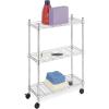 Whitmor 3 Tier Shelving Unit, Metal Storage Shelves, Adjustable Heavy Duty Shelf with Wheels , 400 lbs Capacity per Shelf, 1200 lbs Total for Home, Garage, Workshop, 23″L x 13″W x 30″H, Chrome(3-TIER  23″L x 9″W x 32″H (With Wheels))