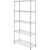 Whitmor 3-Wire Shelving Unit, Metal Storage Shelves, Easy Assembly Home Organizer for Pantry, Kitchen, Garage, Plant(5-tier  36″l X 14″w X 72″h chrome)