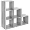 Whitmor 6 Cube Storage Organizer, 3 Tier Stackable Mdf Wood Bookcase, Open Storage Display Bookshelf, Storage Cabinet for Living Room, Bedroom, Home, Office, 23.7″L x 11.7″W x 35.2″H, Espresso(Grey)