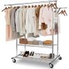 Whitmor Foldable Garment Rack – Rolling Clothes Rack – Adjustable Height – Silver(44 x 20 x 71 inch  Double Rod)