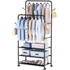 Whitmor Foldable Garment Rack – Rolling Clothes Rack – Adjustable Height – Silver(Black – 30 x 16 x 69 inch)
