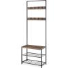 Whitmor Modern Industrial Entryway Coat Rack Hall Tree w/Shoe Storage, Rustic Brown