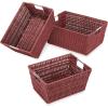 Whitmor Rattique Storage Baskets – Grey (3 Piece Set)(Red)