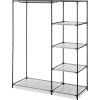 Whitmor Spacemaker 5 Tier Wardrobe Closet, Freestanding Storage System with Garment Rod, Space – Saving Organizer for Small Bedrooms, Apartments, Sturdy Steel Frame, Black/Gray