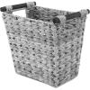 Whitmor Split Rattique Waste Basket with Wood Handles – Gray(Gray)