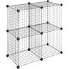 Whitmor Storage Cubes – Stackable Interlocking Wire Shelves -Black (Set of 4)(Black)