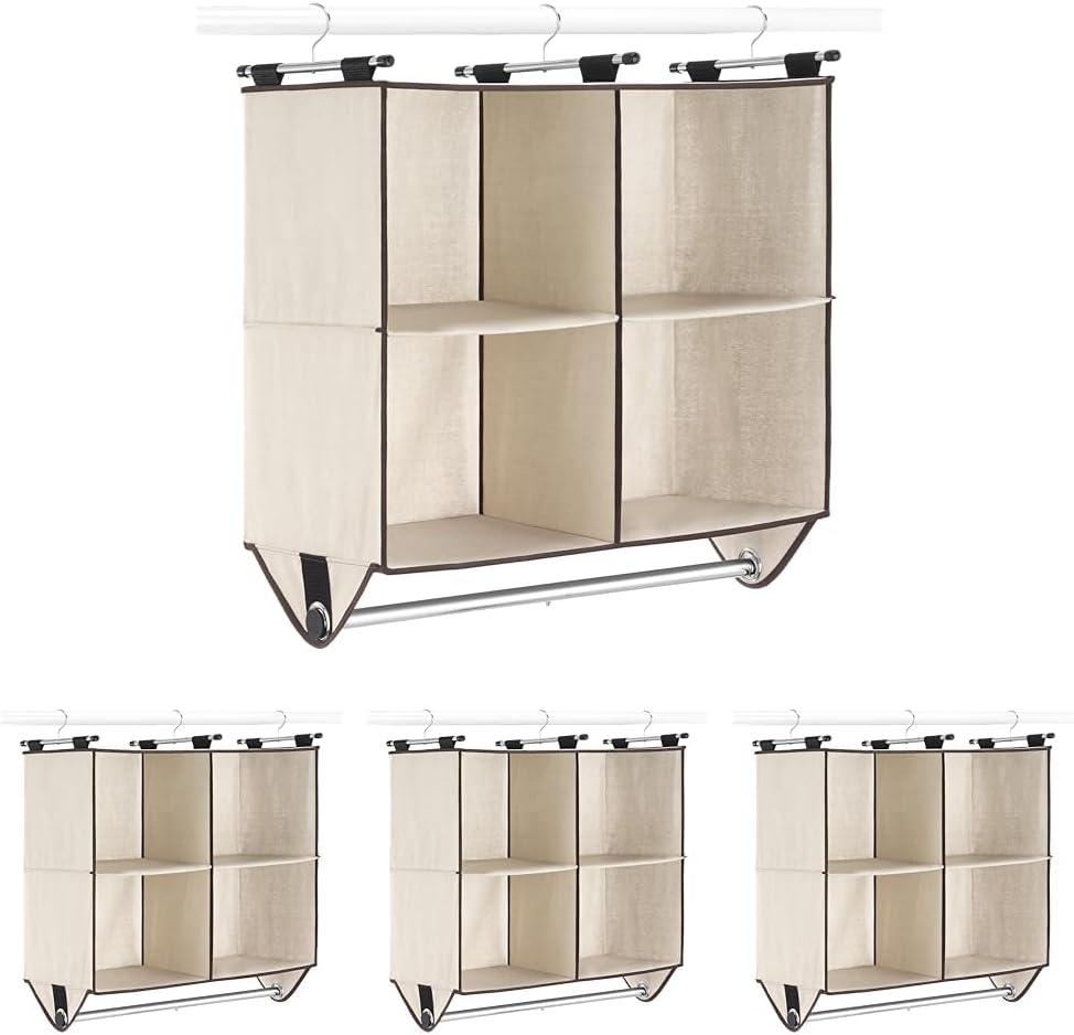 imageWhitmor 4Section Closet WRod Organizer CanvasLight Brown