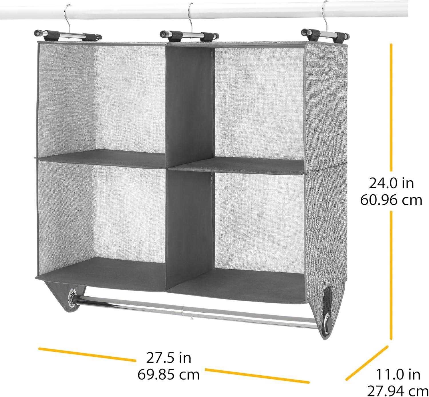 imageWhitmor 4Section Closet WRod Organizer CanvasLight Gray Dark Gray