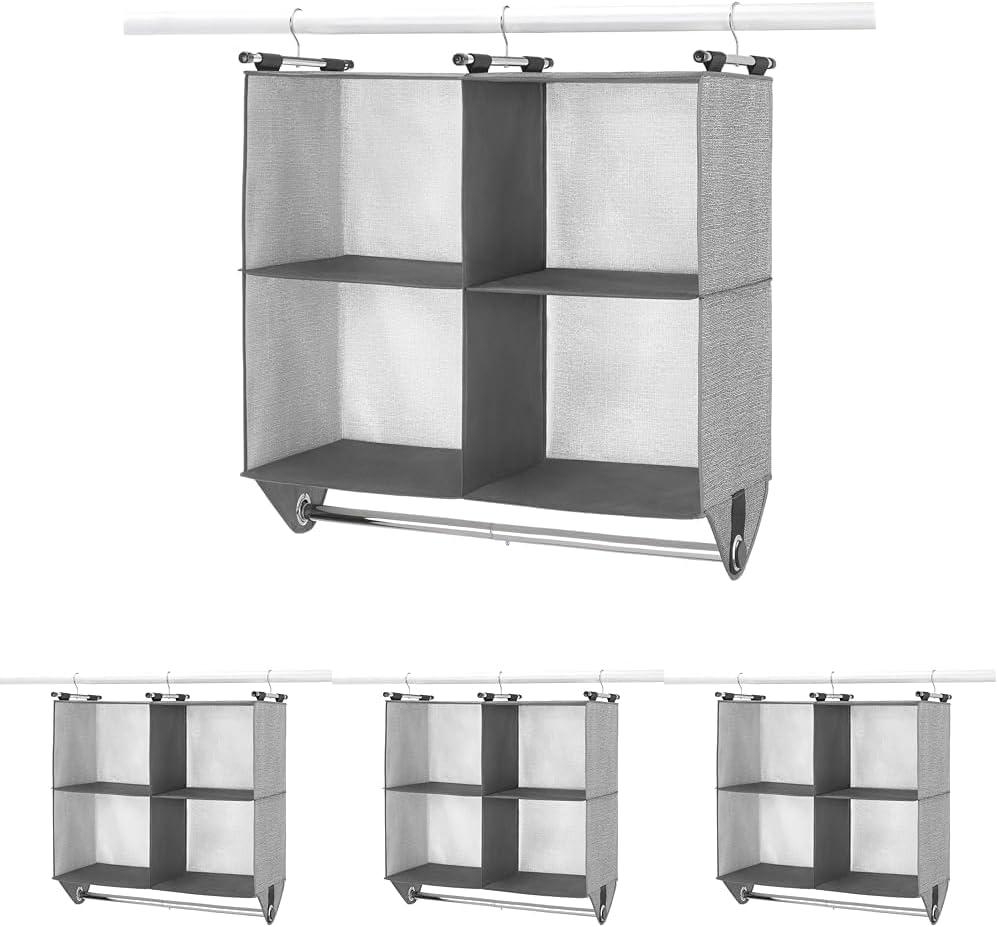 imageWhitmor 4Section Closet WRod Organizer CanvasLight Gray Dark Gray