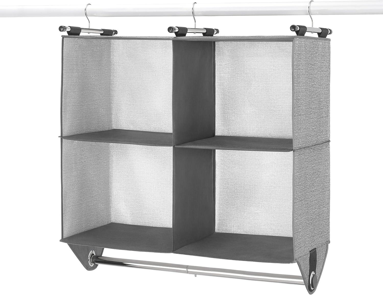imageWhitmor 4Section Closet WRod Organizer CanvasLight Gray Dark Gray