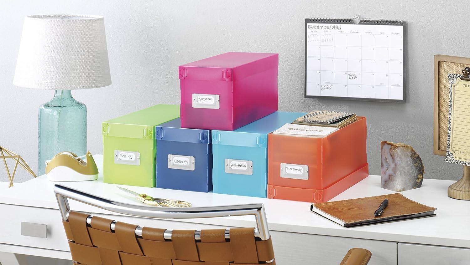 imageWhitmor 67543735 Plastic CD Boxes Set of 5 Assorted Colors120 L x 525 W x 575 H