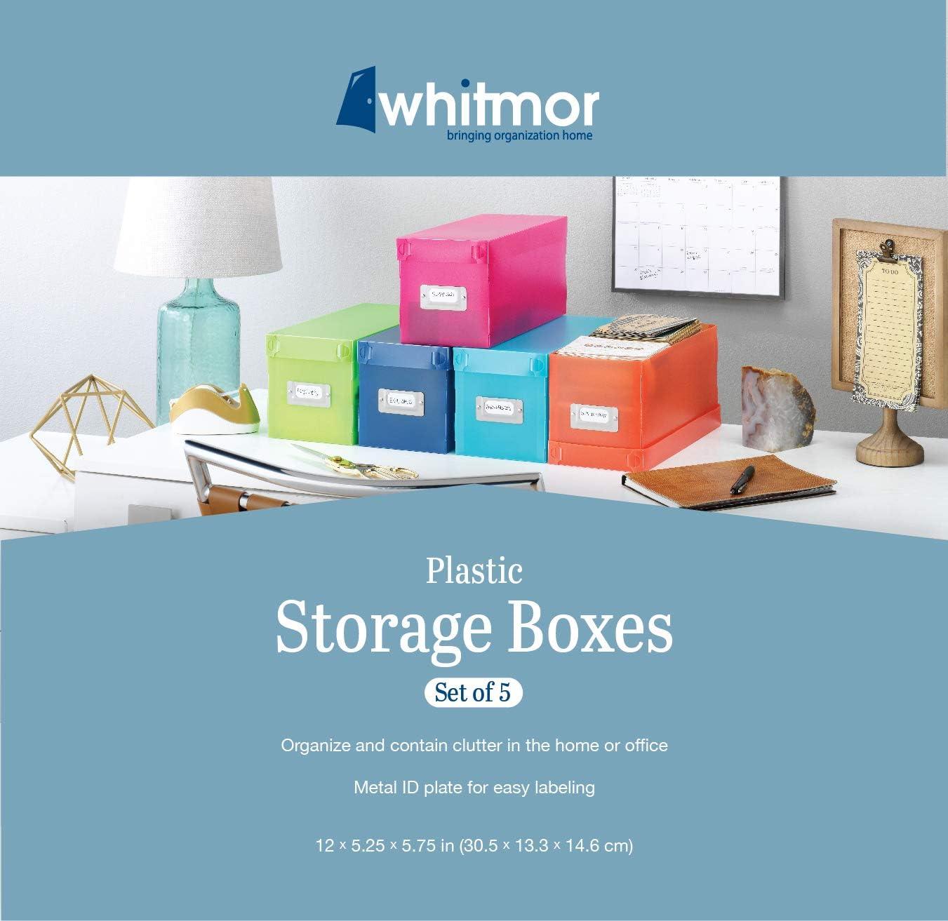 imageWhitmor 67543735 Plastic CD Boxes Set of 5 Assorted Colors120 L x 525 W x 575 H Pack of 6
