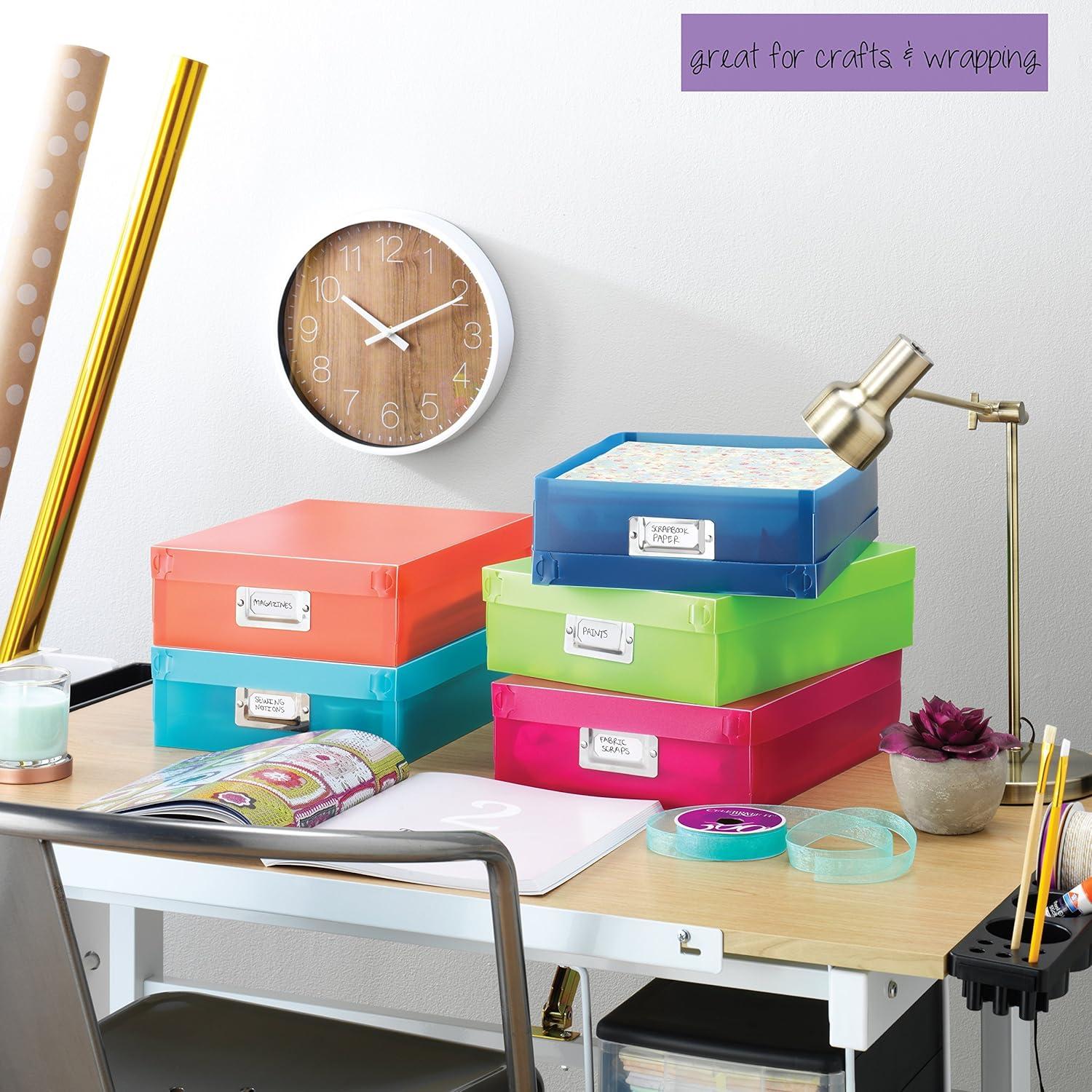 imageWhitmor 67543735 Plastic CD Boxes Set of 5 Assorted Colors120 L x 90 W x 325 H