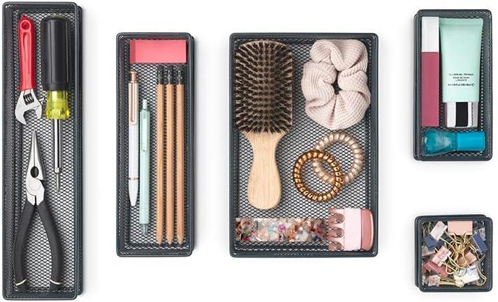 imageWhitmor ClearSet Includes 6 Individual Pieces Modular Drawer Organizers Set of 6Black