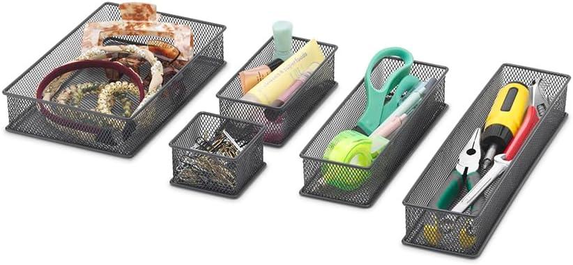 imageWhitmor ClearSet Includes 6 Individual Pieces Modular Drawer Organizers Set of 6Black