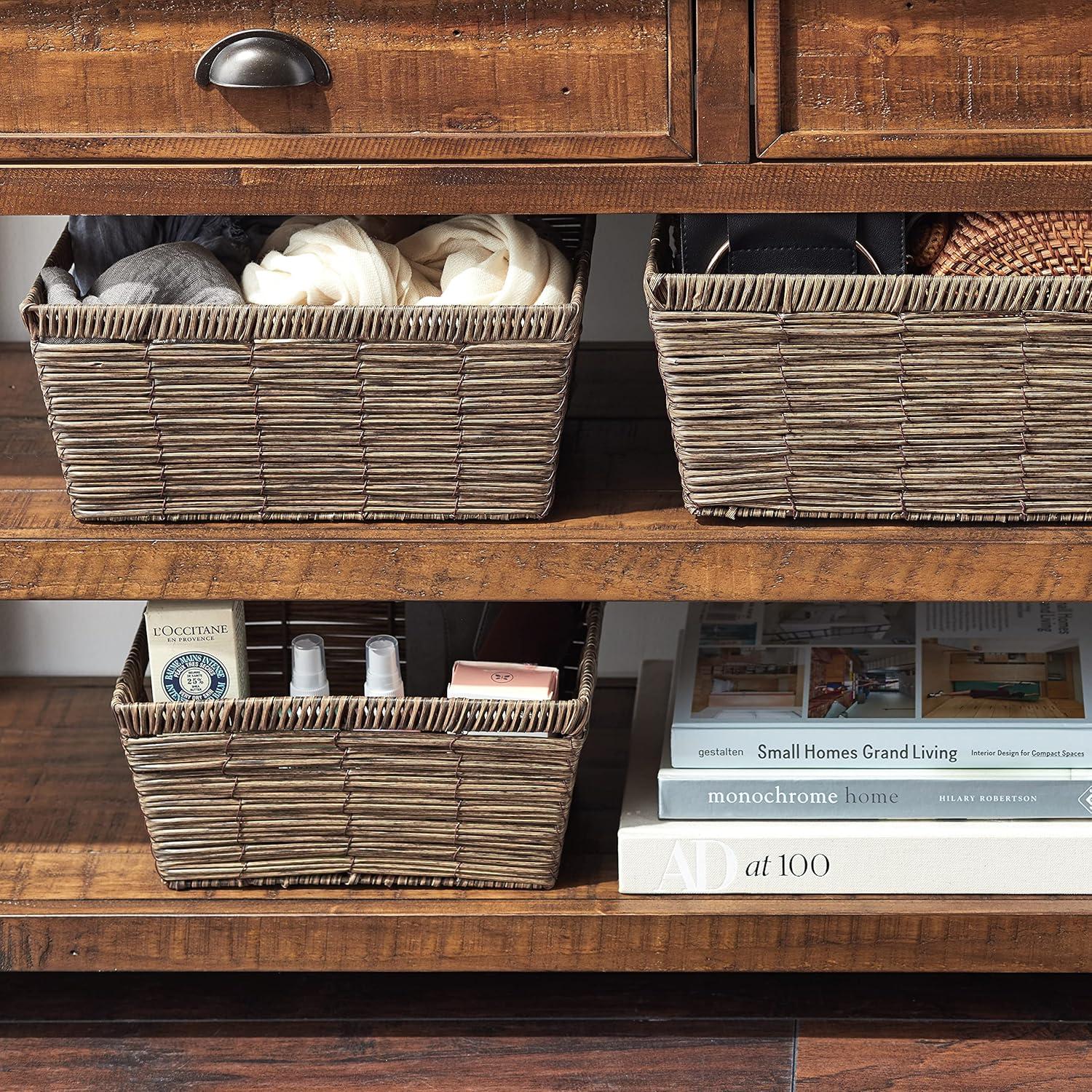 imageWhitmor Distressed Rattique Storage Baskets Set of 3