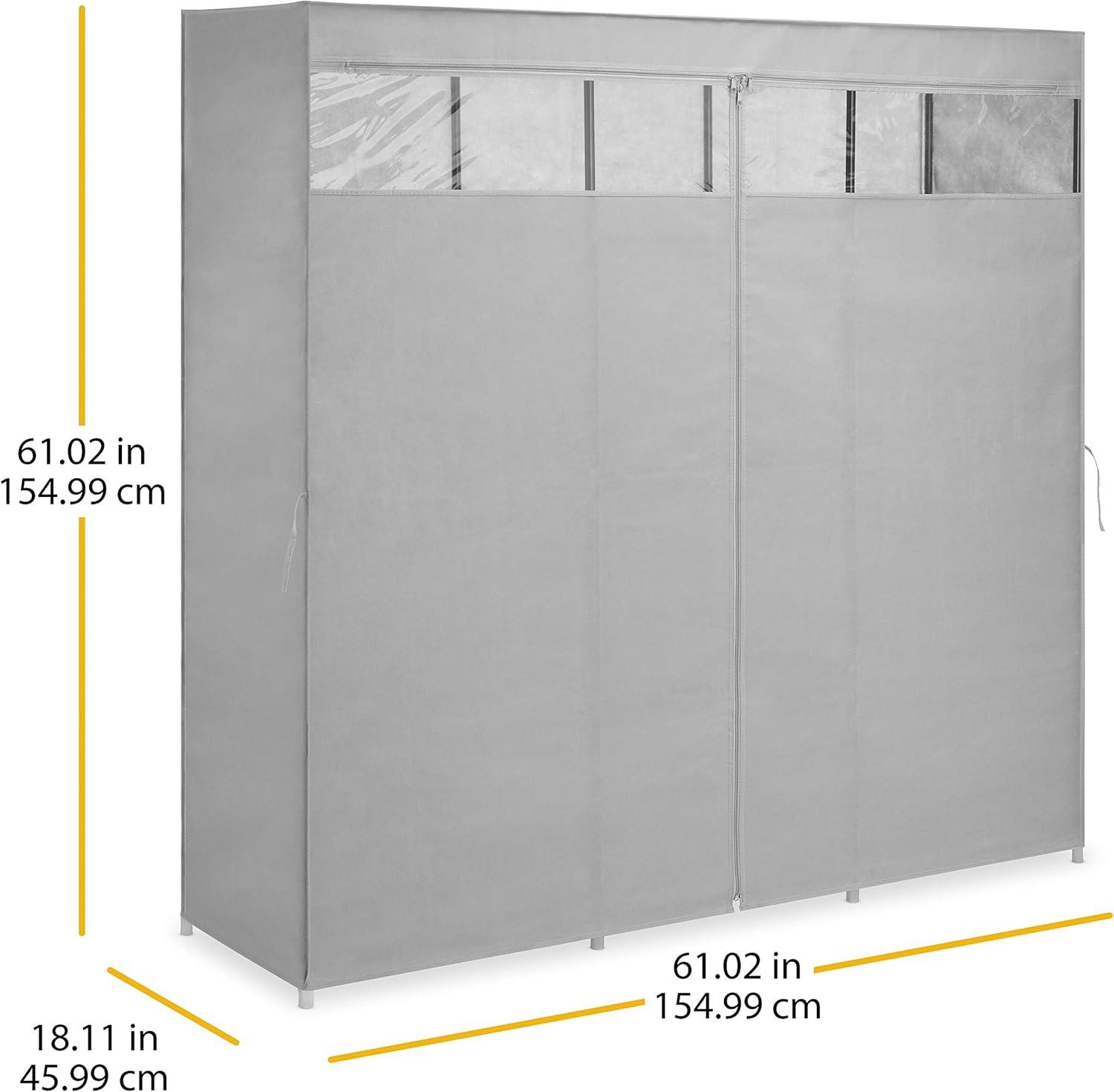 imageWhitmor Gray Covered Wardrobe with Center Shelves