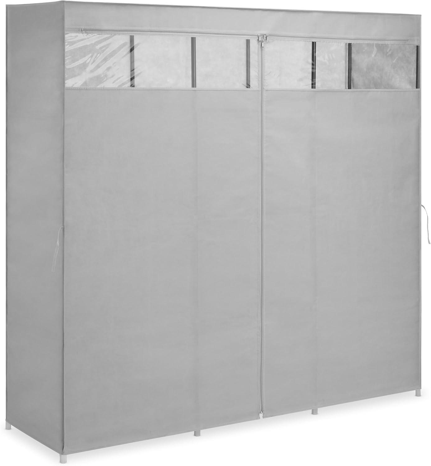 imageWhitmor Gray Covered Wardrobe with Center Shelves