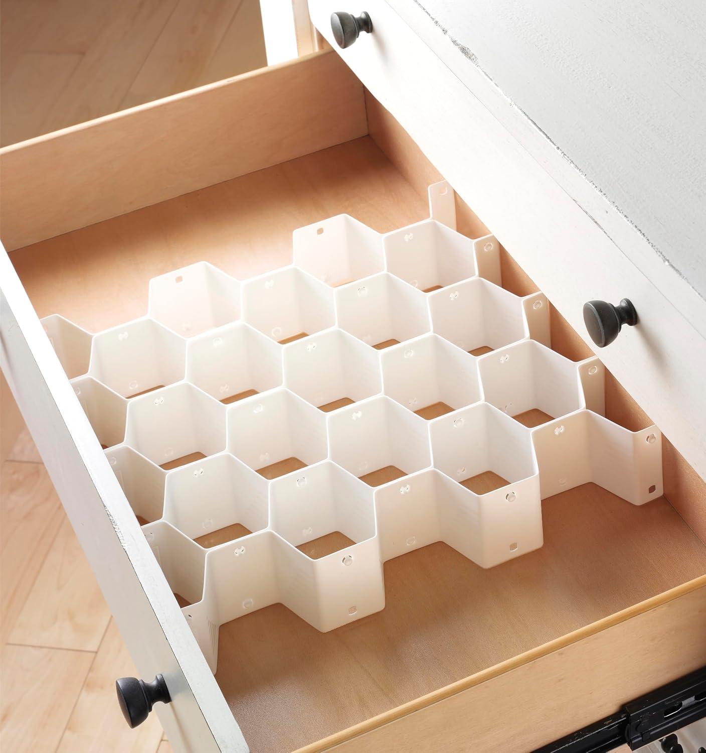 imageWhitmor Honeycomb Drawer Organizer White Set of 11 Count Pack of 6
