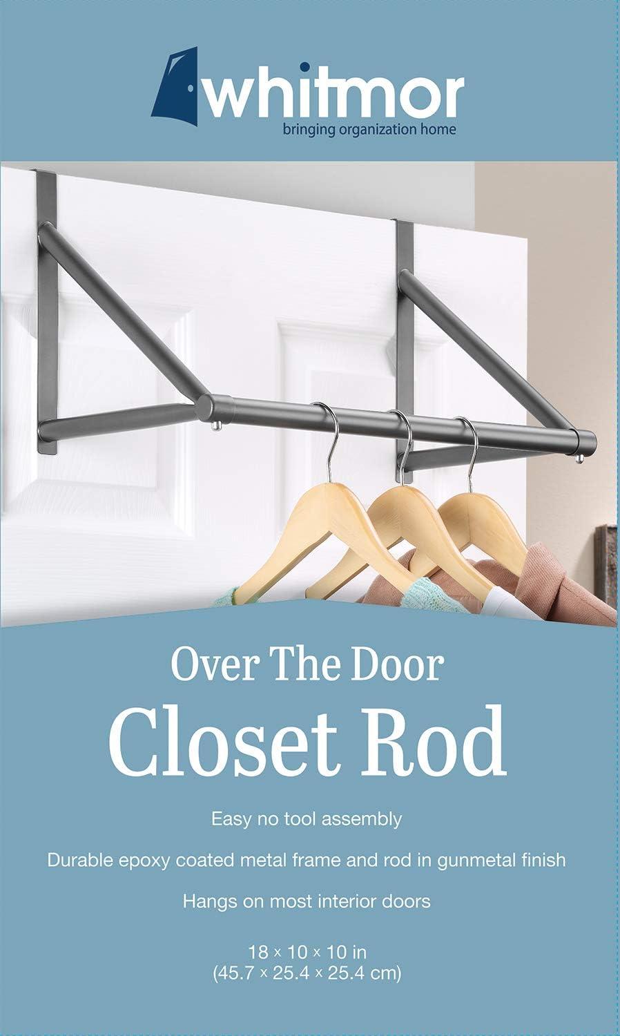 imageWhitmor Over The Door Hanger Over The Door Clothes Hanging Rack BlackGunmetal