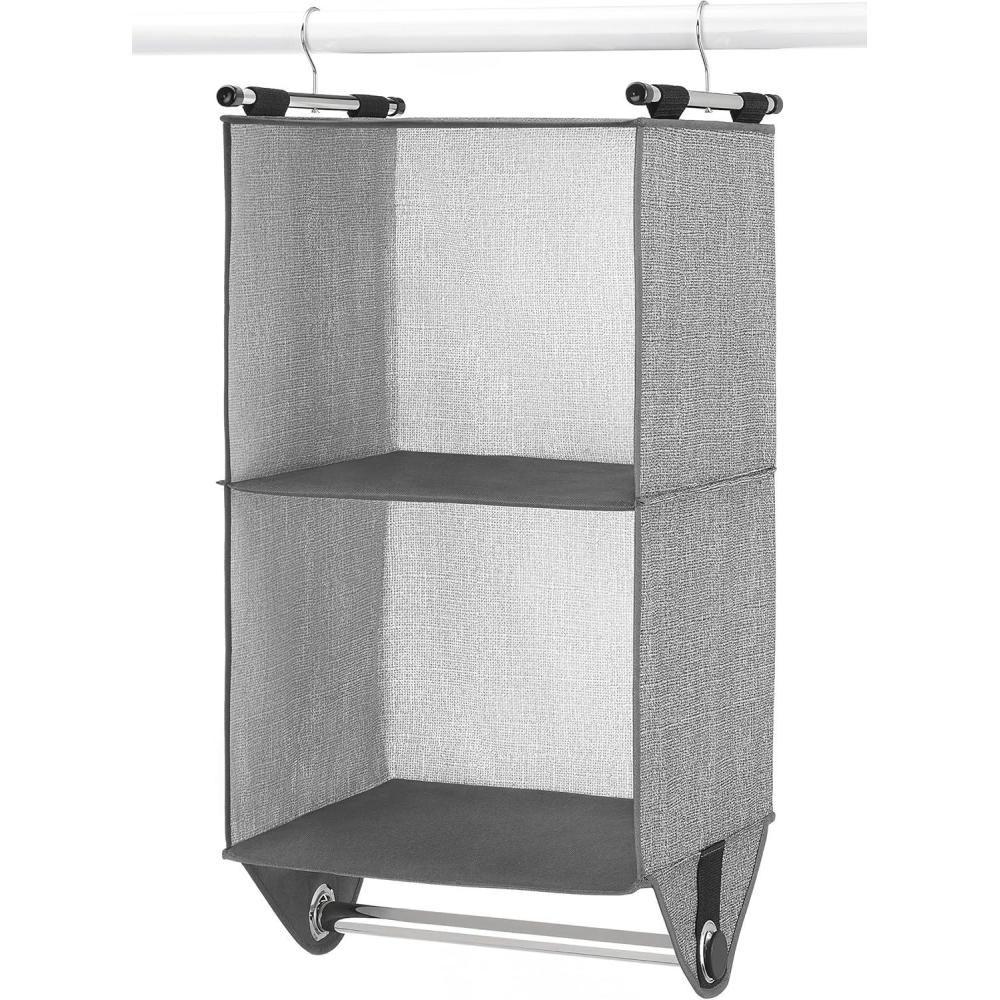 imageWhitmor 4Section Closet WRod Organizer CanvasLight Gray  Dark Gray