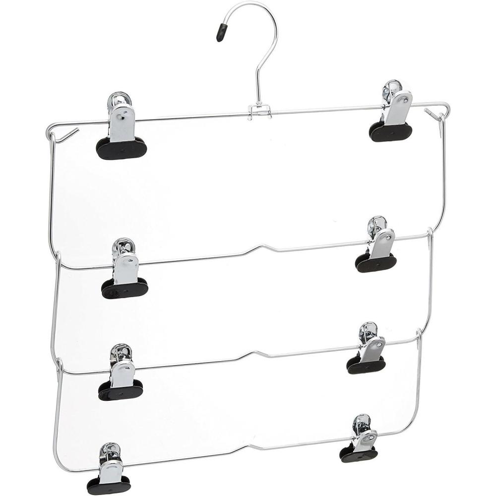 imageWhitmor 4Tier Folding Skirt Hanger Chrome Black