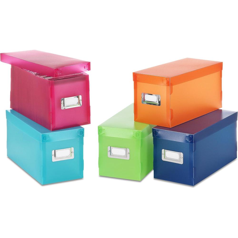 imageWhitmor 67543735 Plastic CD Boxes Set of 5 Assorted Colors120 L x 525 W x 575 H